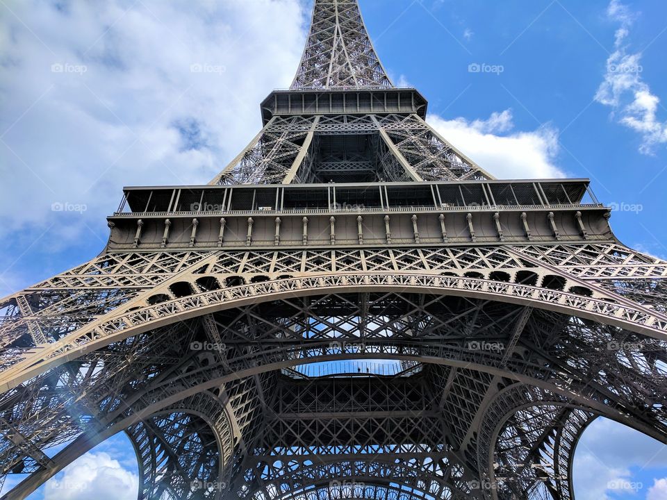 View from below the Eiffel Tower 