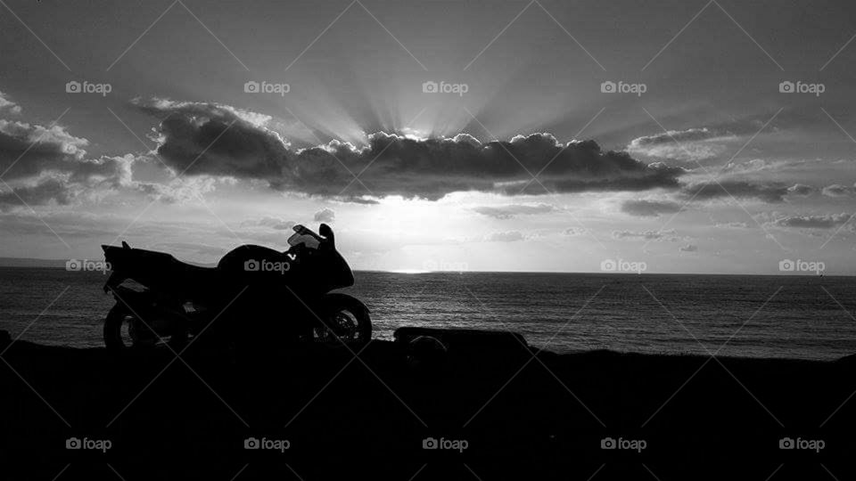 motorcycle at the beach