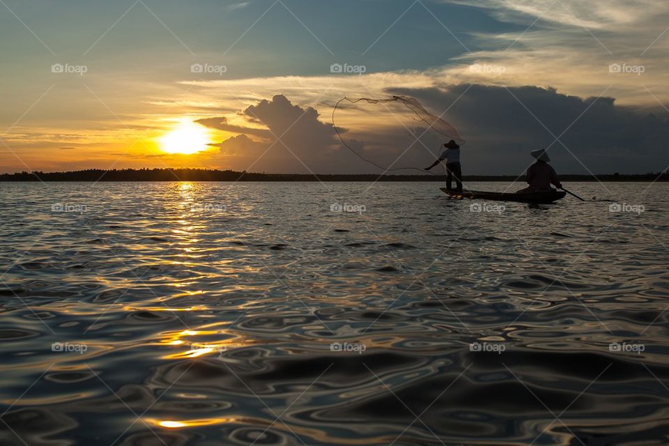 Fishing at ther sunset