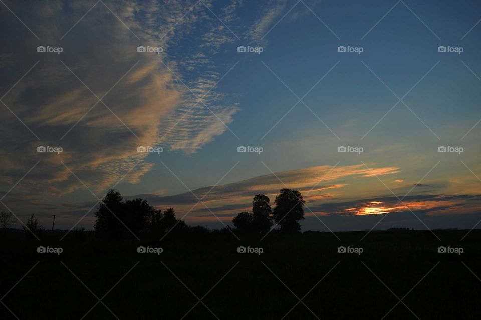 sunset in heavy clouds