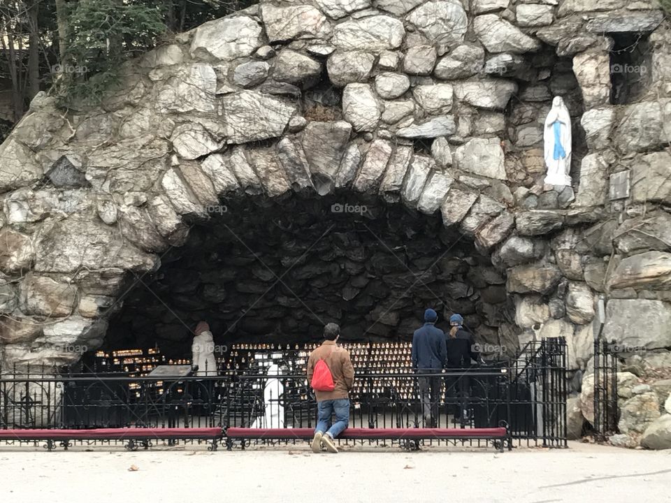 The Grotto of Our Lady of Lourdes is located at the University of Notre Dame 