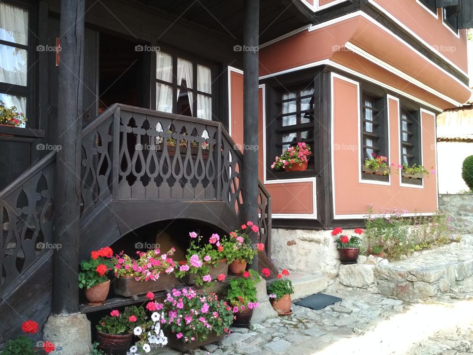 Old house with flowers