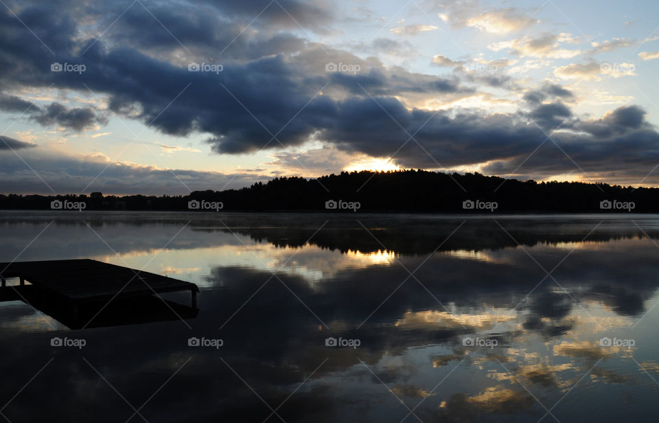 sunrise reflections on the lake in Poland