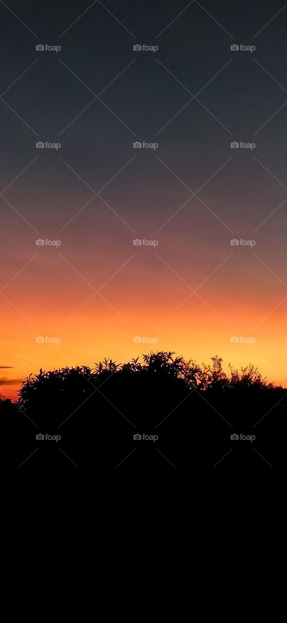 Por do sol no interior de São Paulo, Brasil.