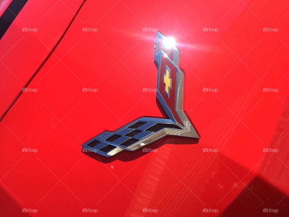 Red Corvette emblem