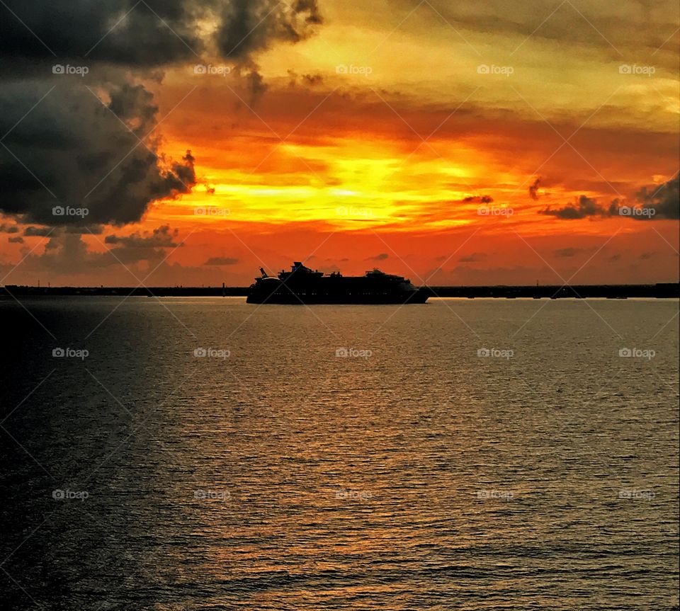 Cruise ship silhouette 