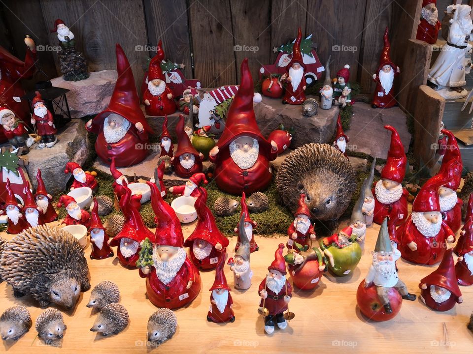 Christmas Decorations, Santa Claus Dolls, Riquewihr, France