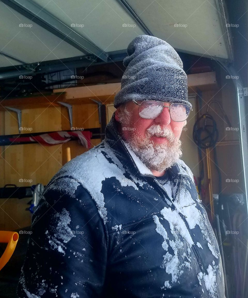 Upper Midwestern French Norwegian Man with Frozen Beard