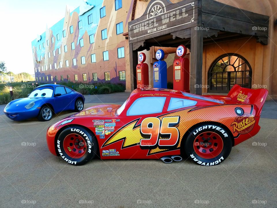 Lightning McQueen and Sally at Disney's Art of Animation resort
