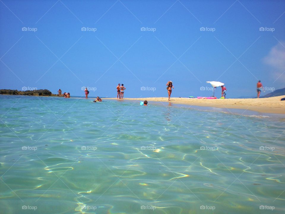 I see the beach from the surface of the sea. (Palinuro - Italy).