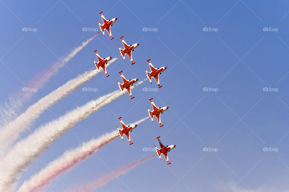 Airplanes flying in a formation