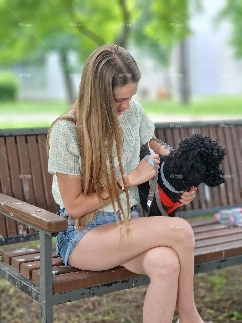 pretty girl with her dog