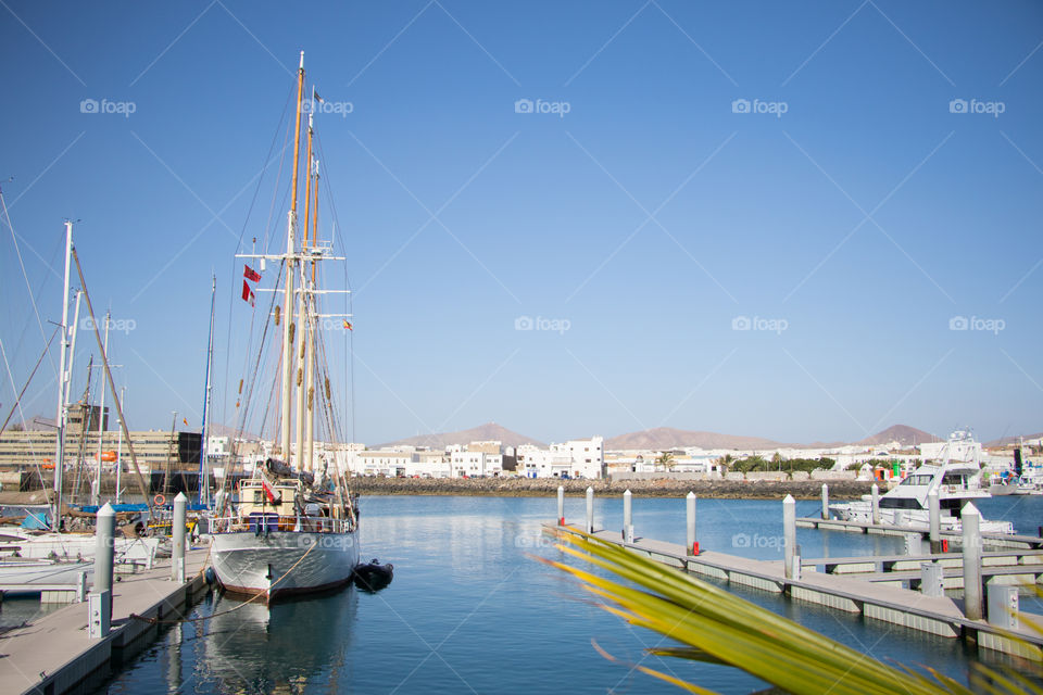 Ships docked in the harbor