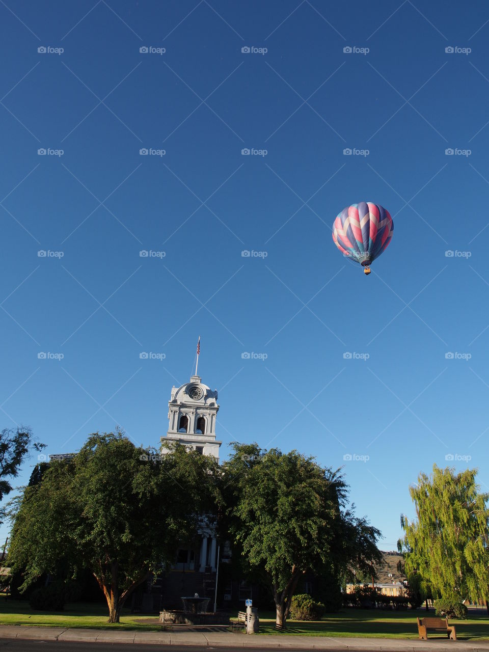 Colorful hot-air-balloons at a summer festival in Prineville in Central Oregon on a summer morning 