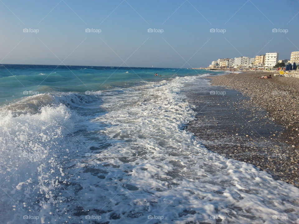 wave after wave. at the beach in Rhodes