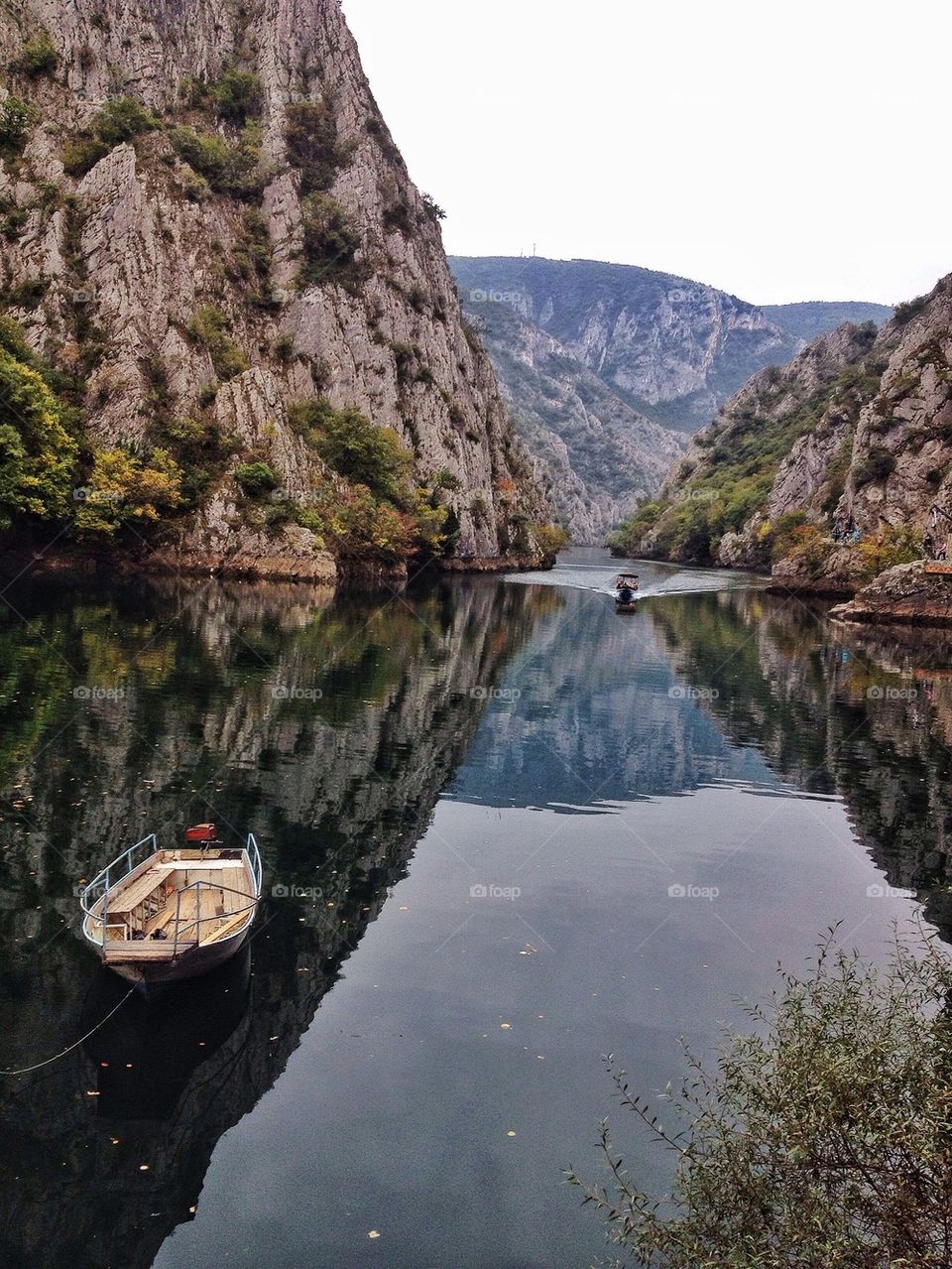 Mountain reflected on river