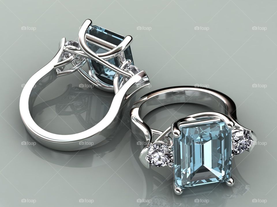 Aquamarine Diamond Trellis Ring