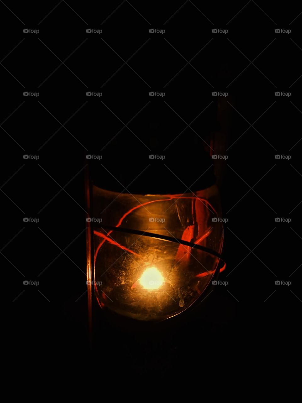 Old Vintage Lantern Closed at night as traditional lighting.