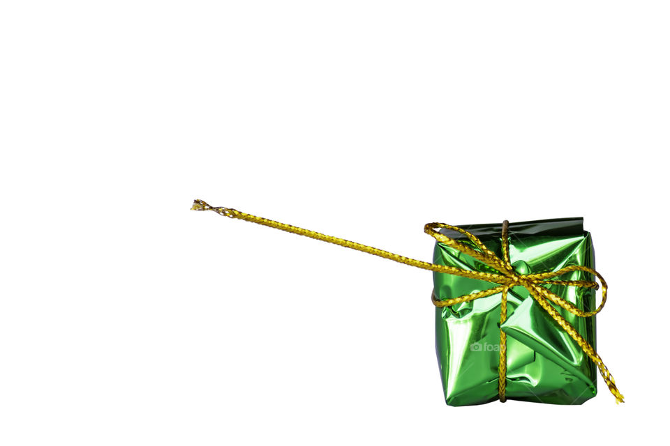 Isolated Gift box green for the festivities on a white background with clipping path.