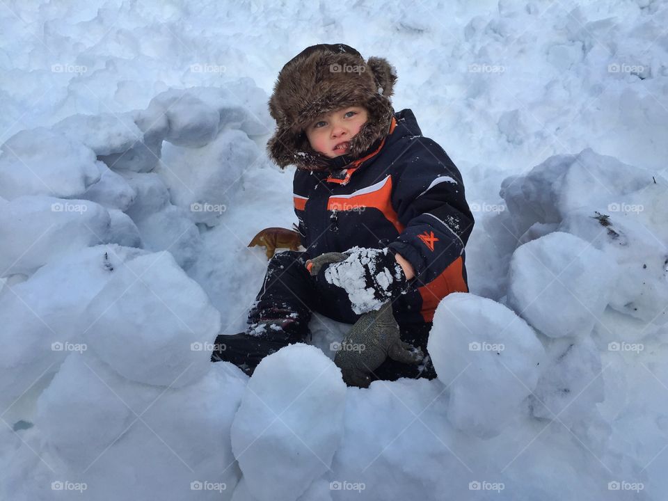 Portrait of a boy in snowy weather