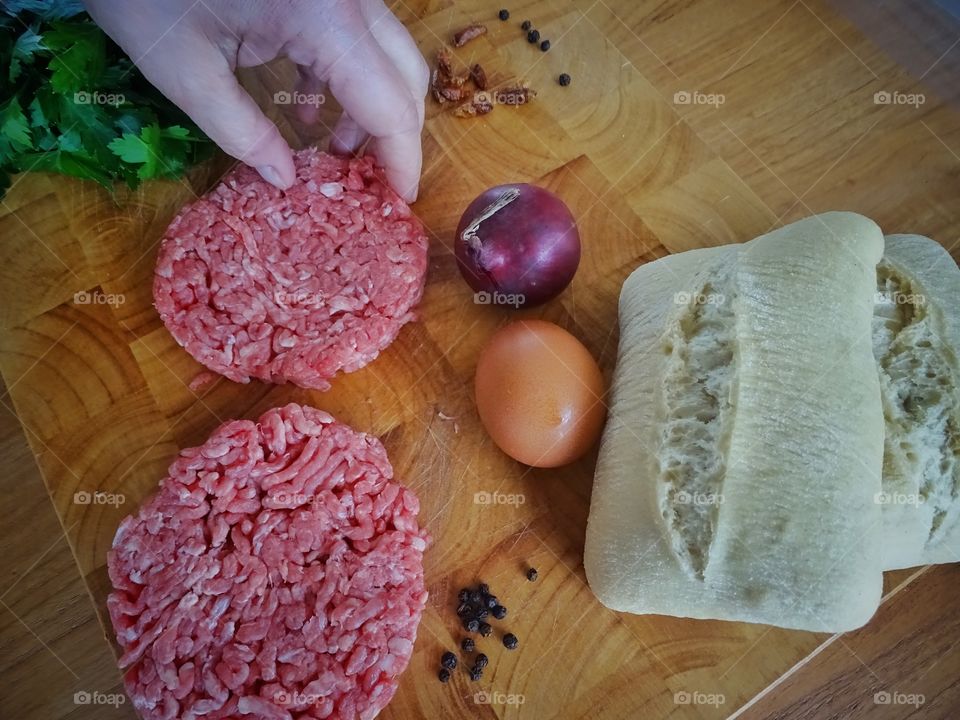 Homemade hamburgers