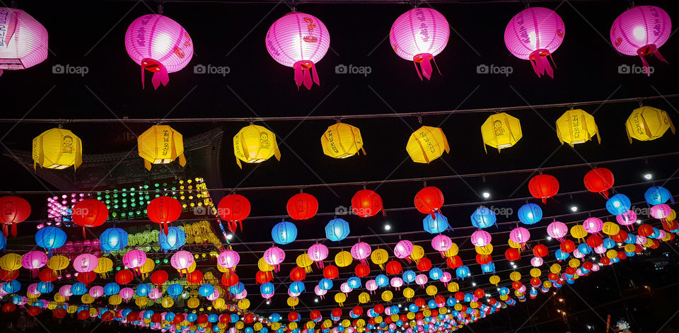 Budha's birthday; colorful lanterns at samgwangsa temple