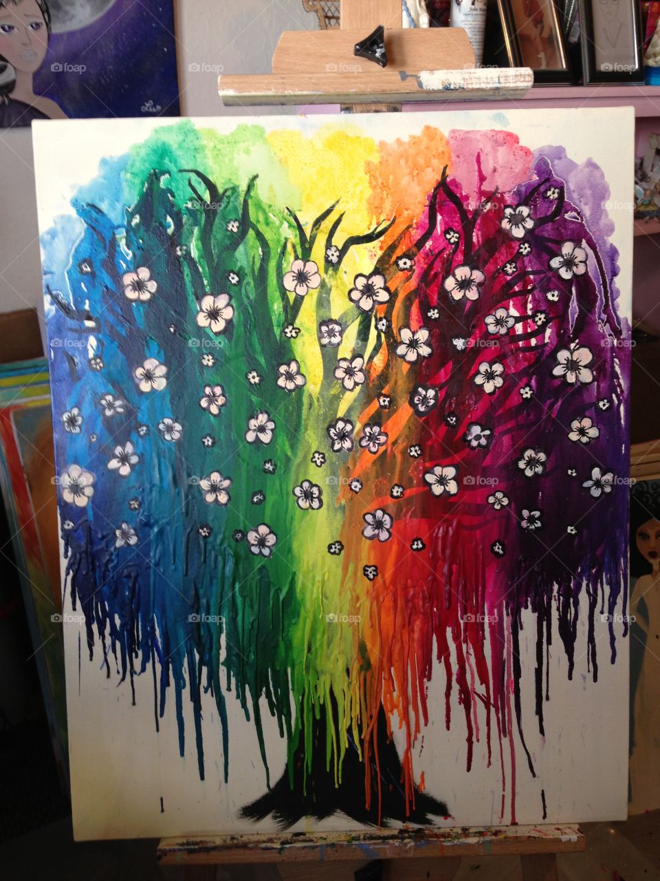 Rainbow Willow ( melted crayon)