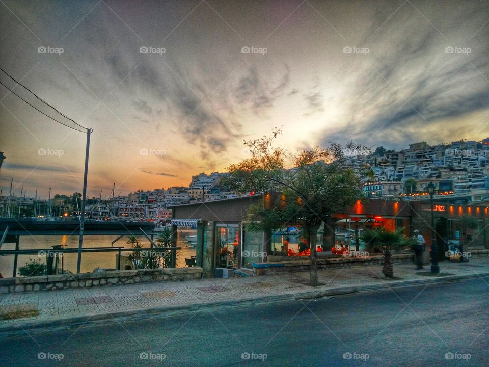 Pireus at sunset