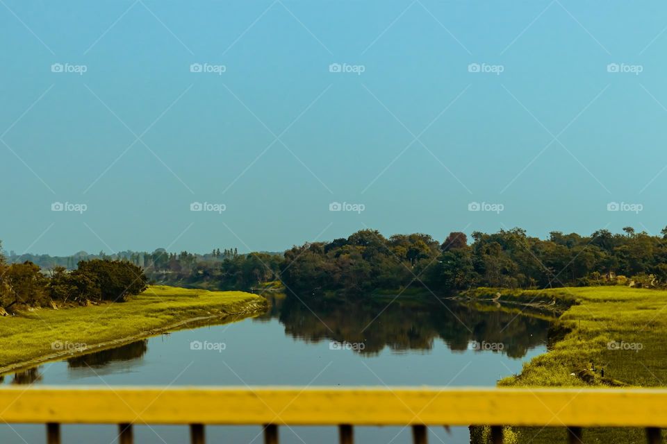 gomti river barabanki uttar Pradesh in India. beautiful landscape and river water reflection