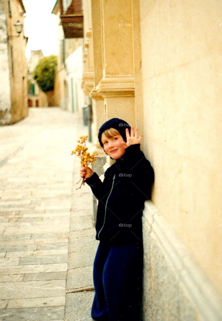 Boy with a little bouquet