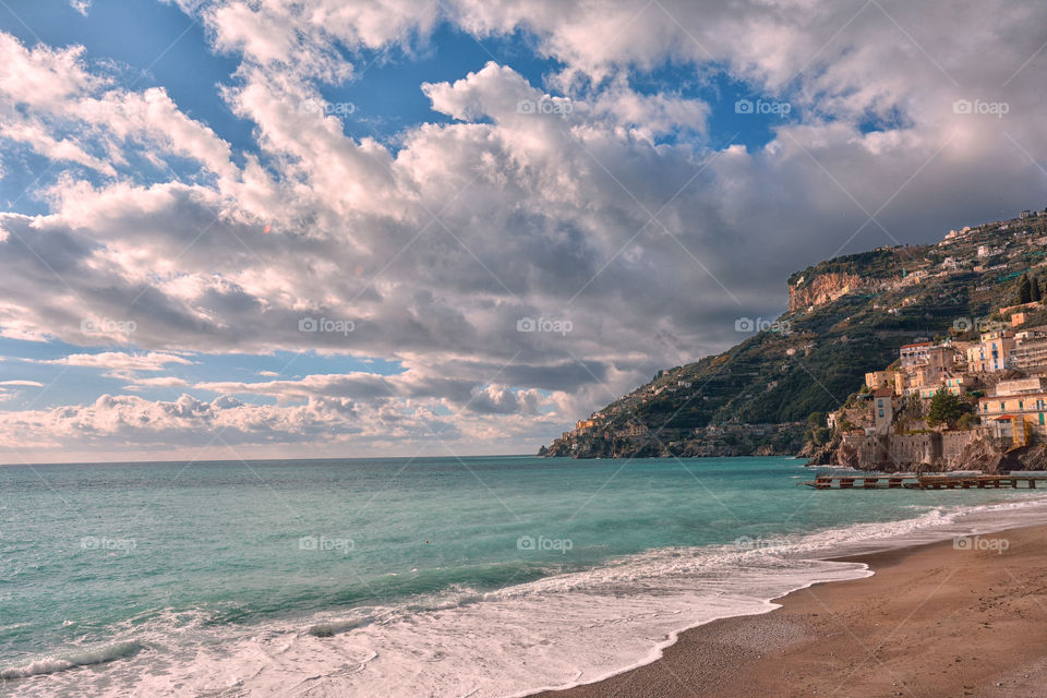 Panoramic view of the Amalfi coast, Italy