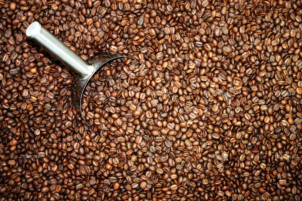 Full frame of roasted coffee beans