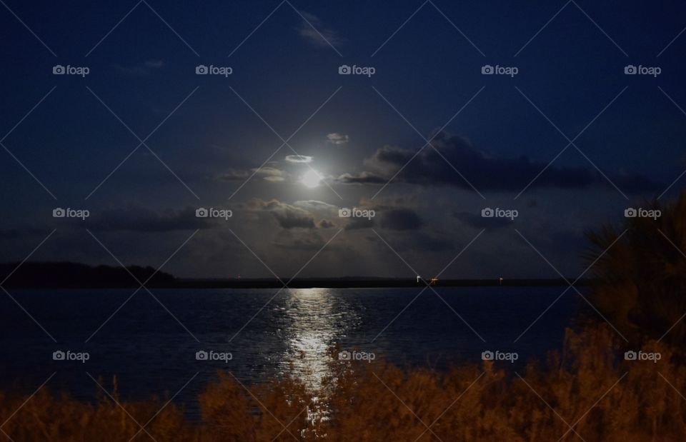 Moon reflecting on River