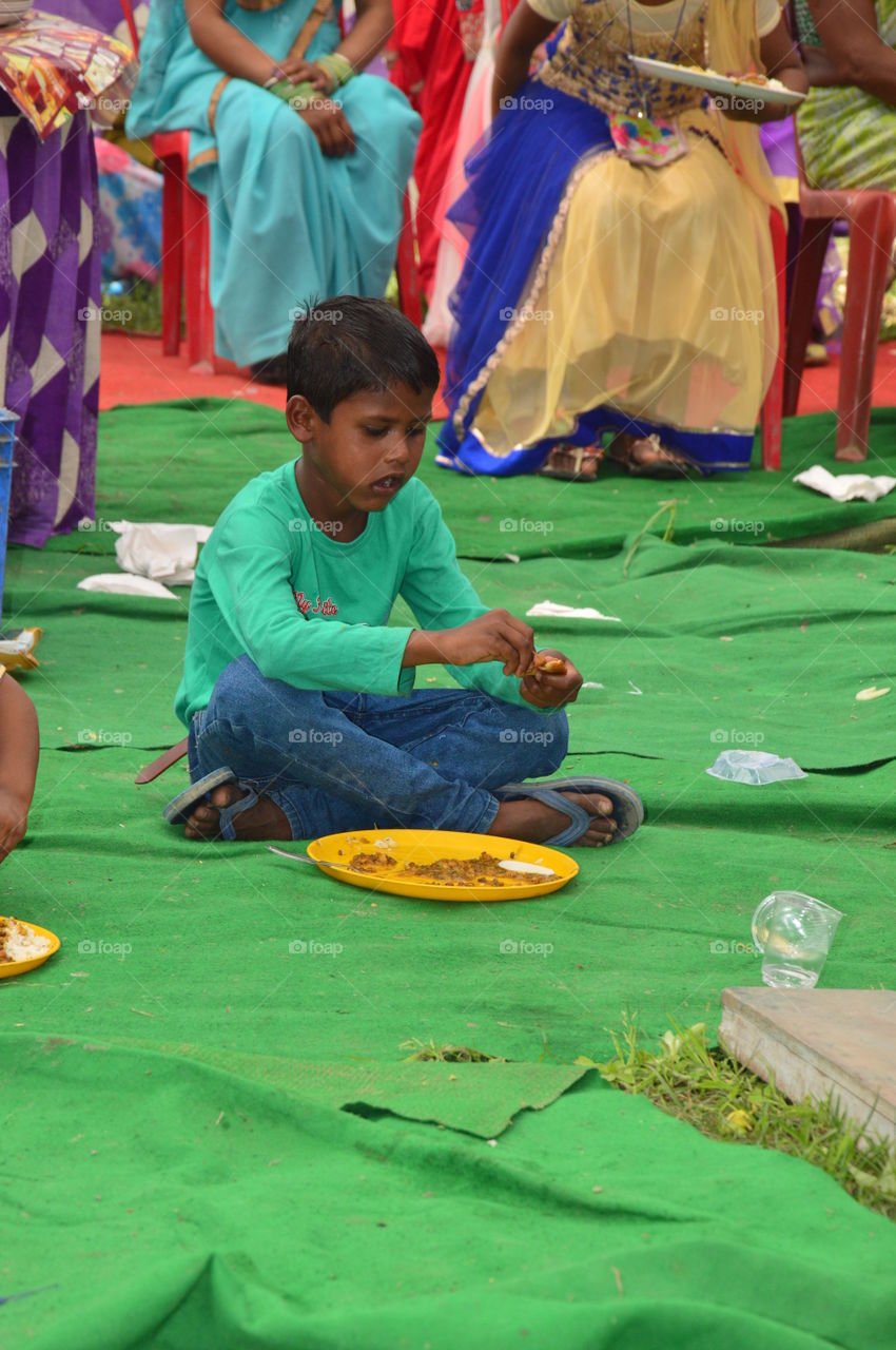 Having food in marriage party on the ground it is the best place for food.