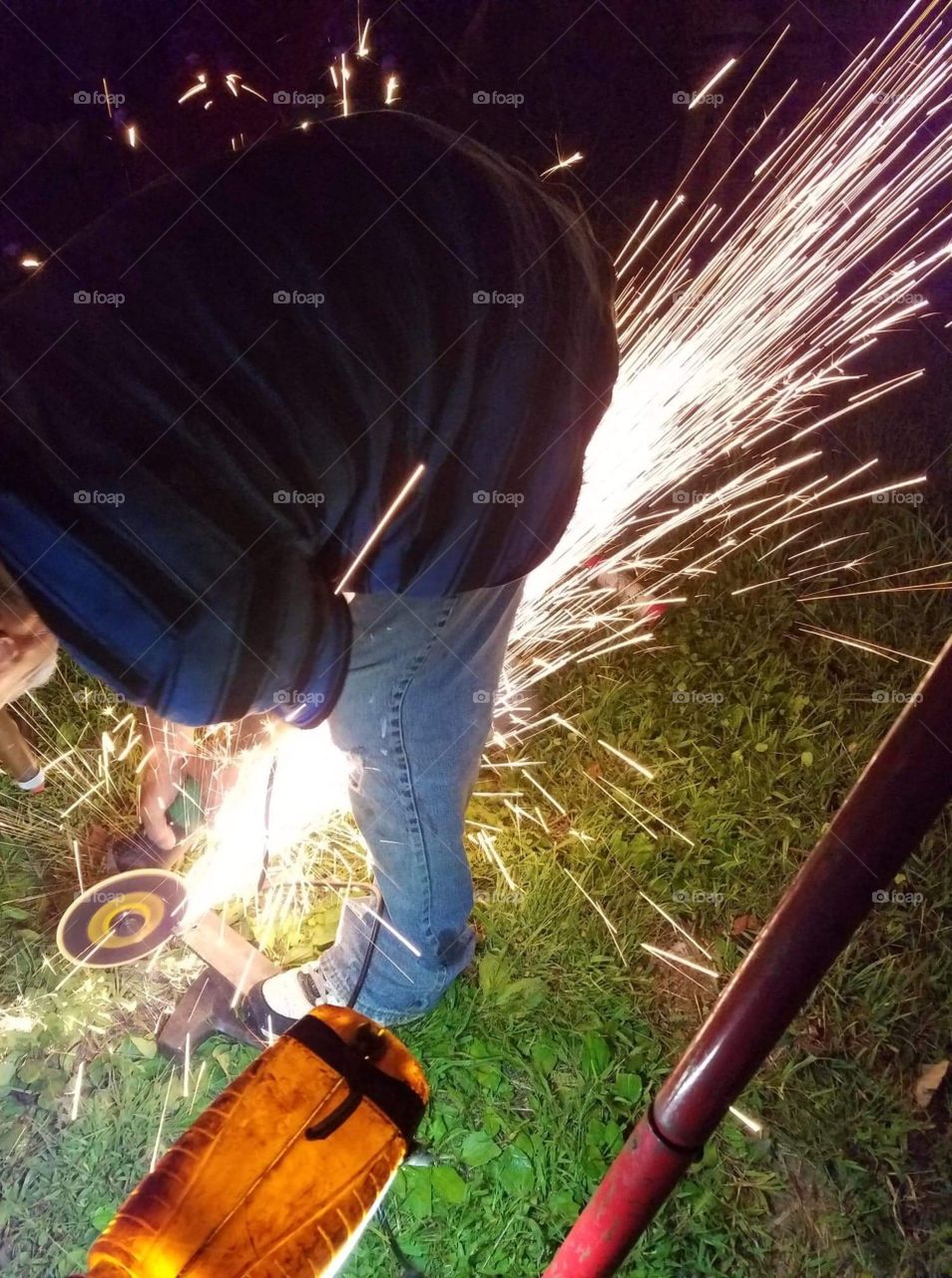 Welding the frame on the work truck, after hours