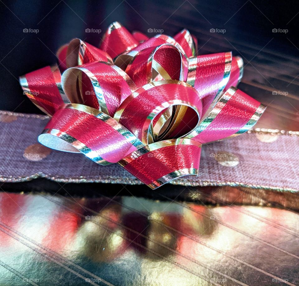 Red and gold Christmas bow