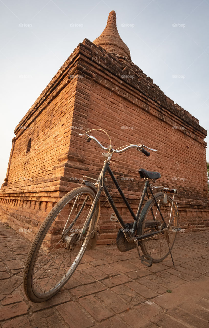 Bycyle in front Pagoda at Bagan