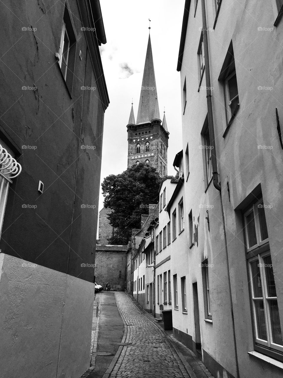 Lübeck is an ancient Hanseatic city in the north of Germany.Black and white