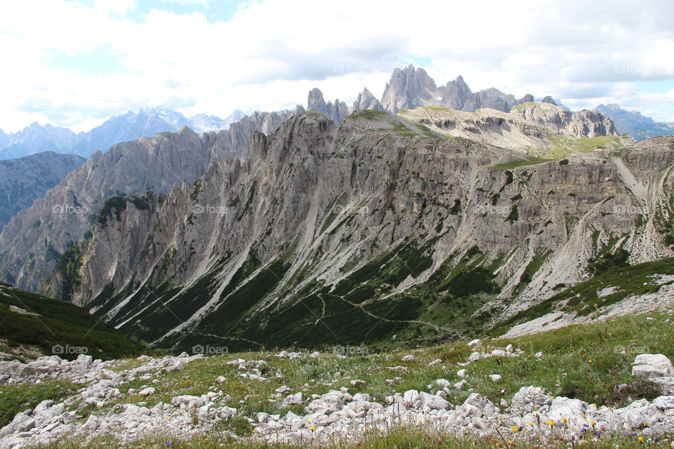 Mountain peaks in the beautiful Dolomites Italy 