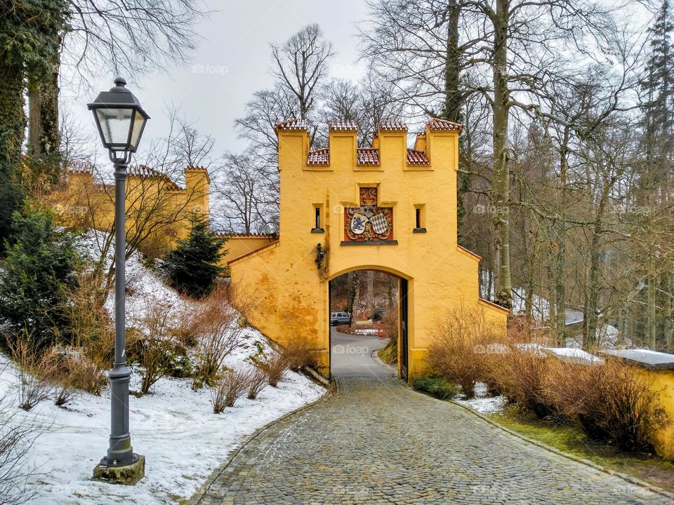 Architecture of Hohenschwangau Castle in Germany.