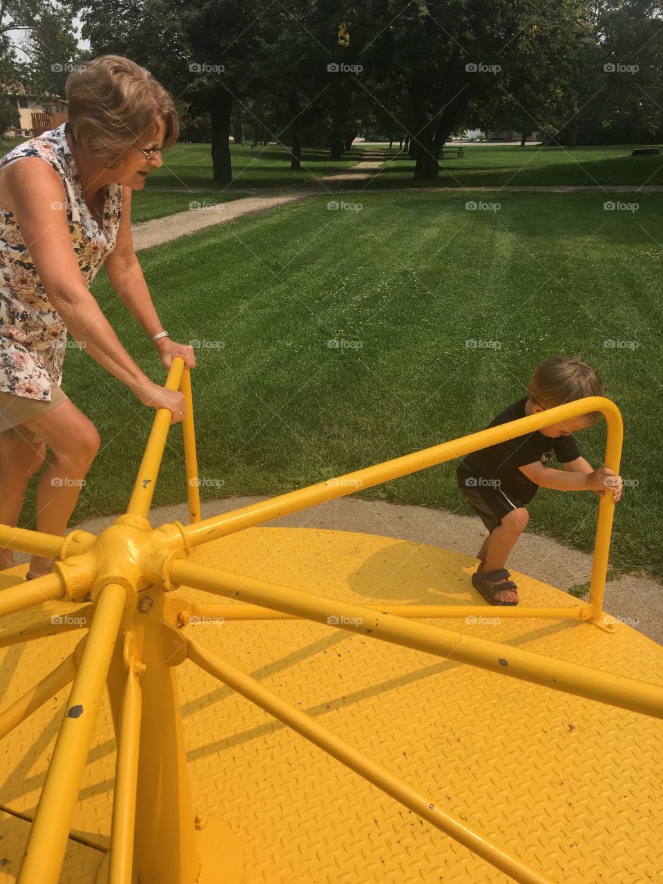 Riding a merry go round