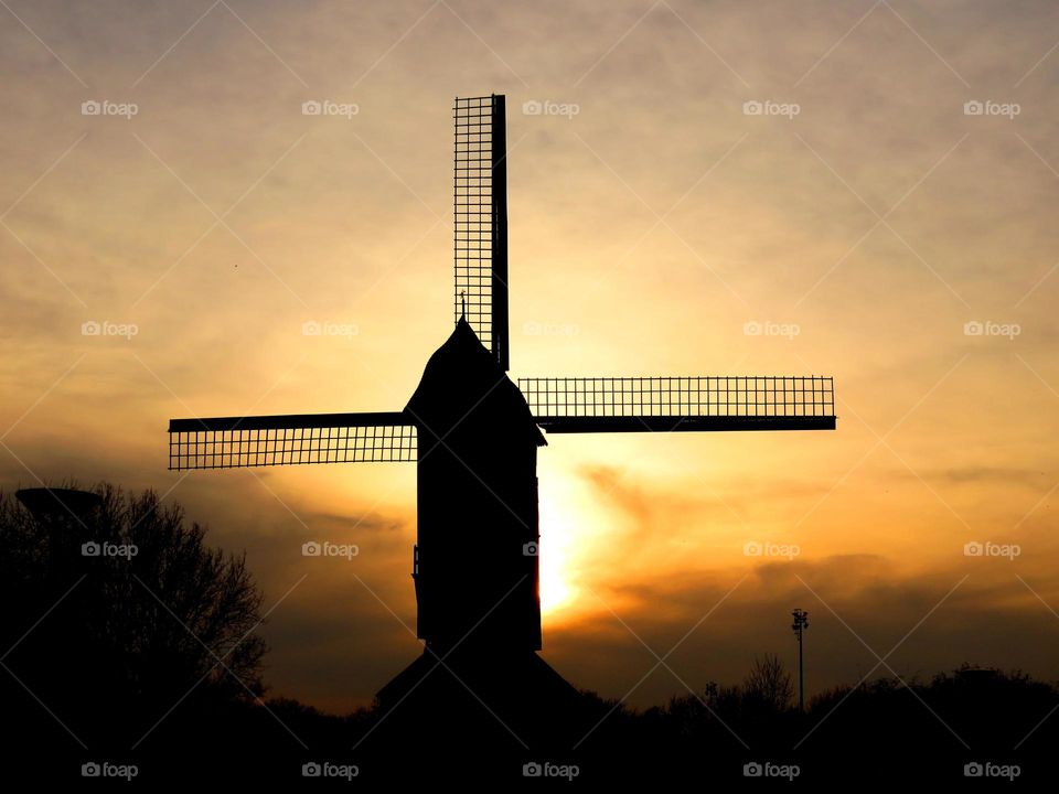 windmill in sunset