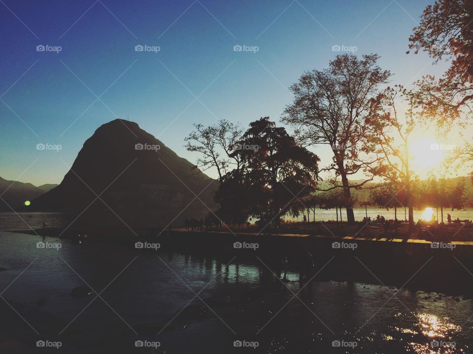 Sunset at Lugano lake 