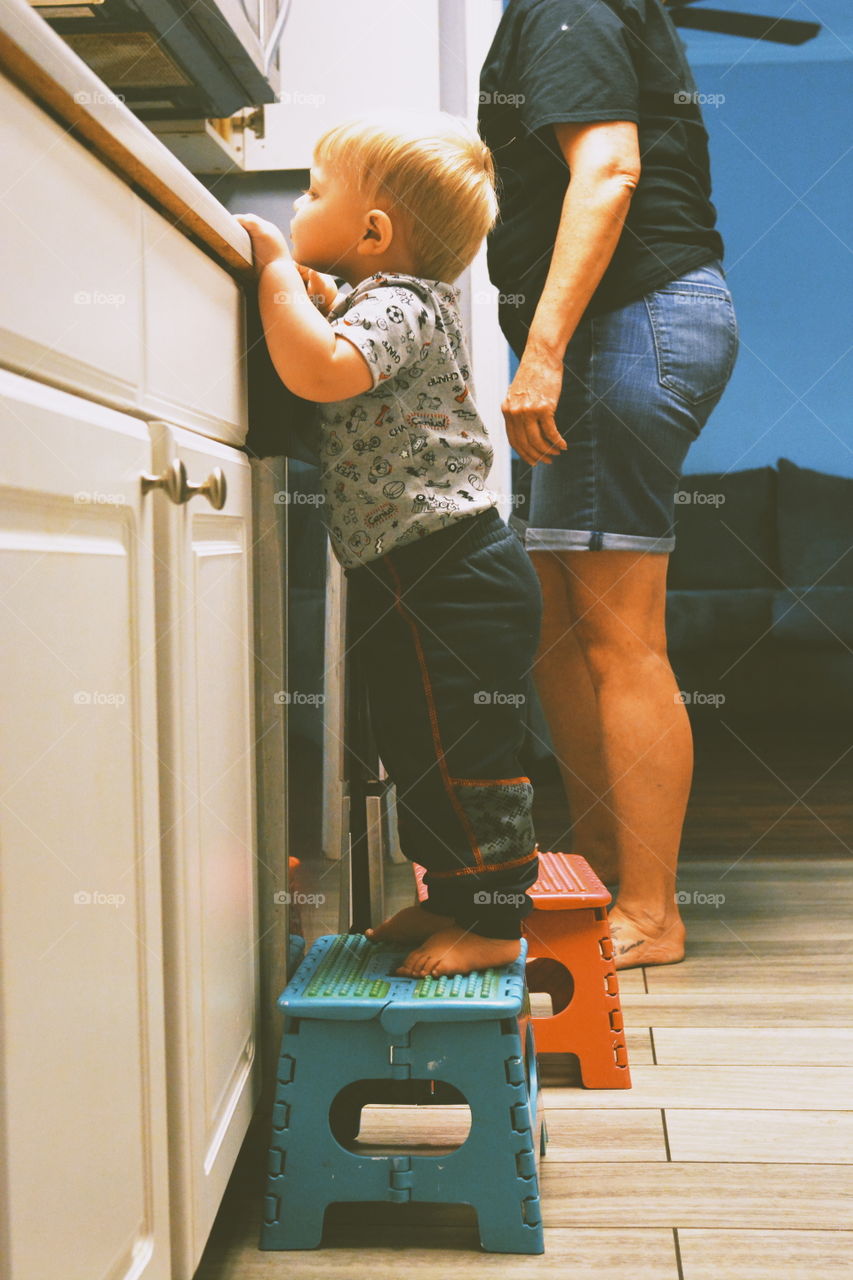 helping in the kitchen