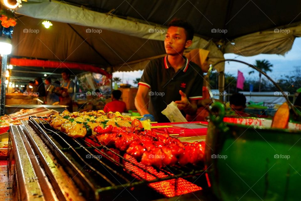 Tender grilled chicken kebabs and honeyed chicken wings served at Malaysian and Thailand Food Festival.
