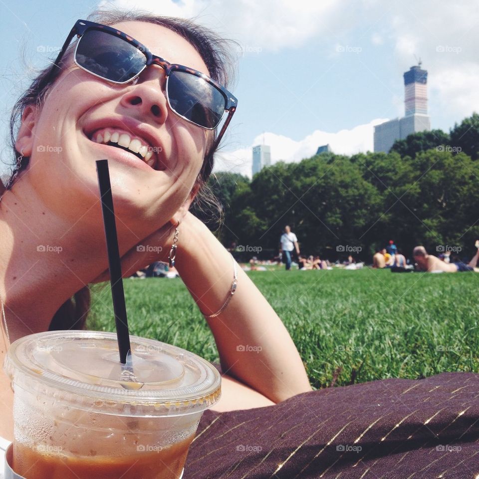 Smiling girl in park
