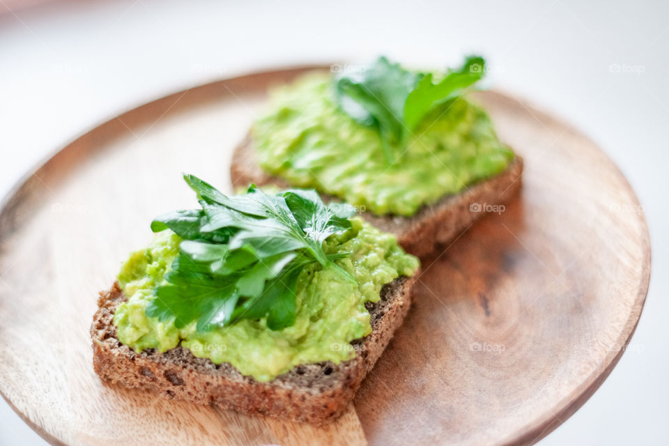 Healthy snack in travel. Avocado toast