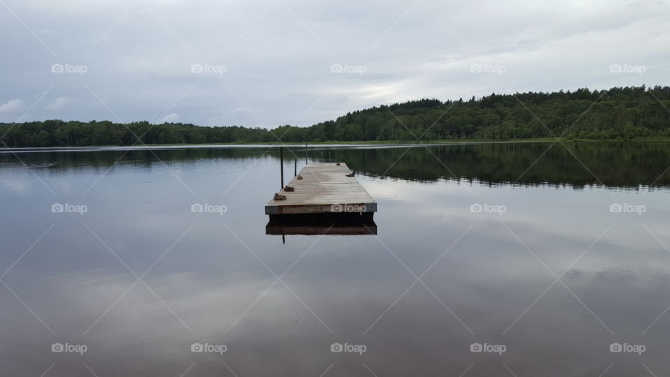 Wooden deck in lake