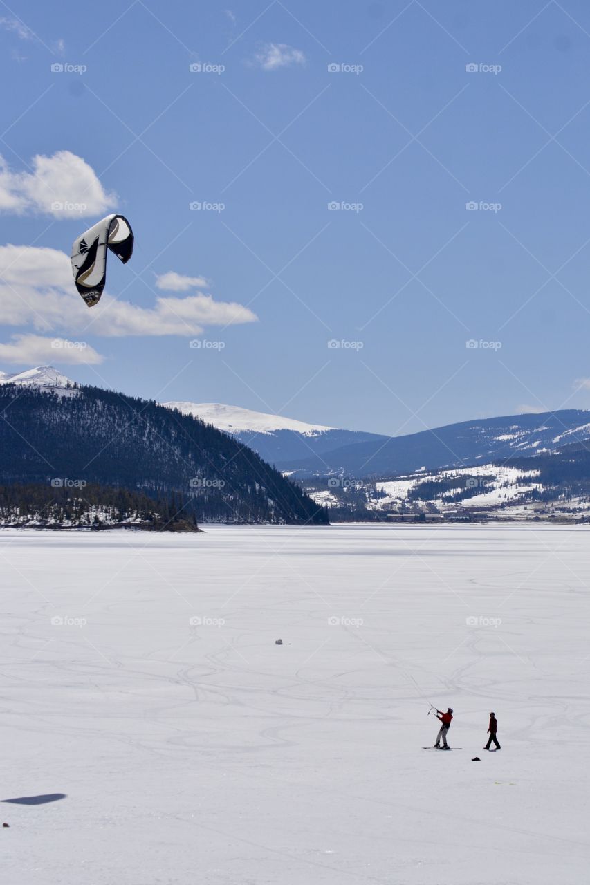 Paraskiing on Ice Lake