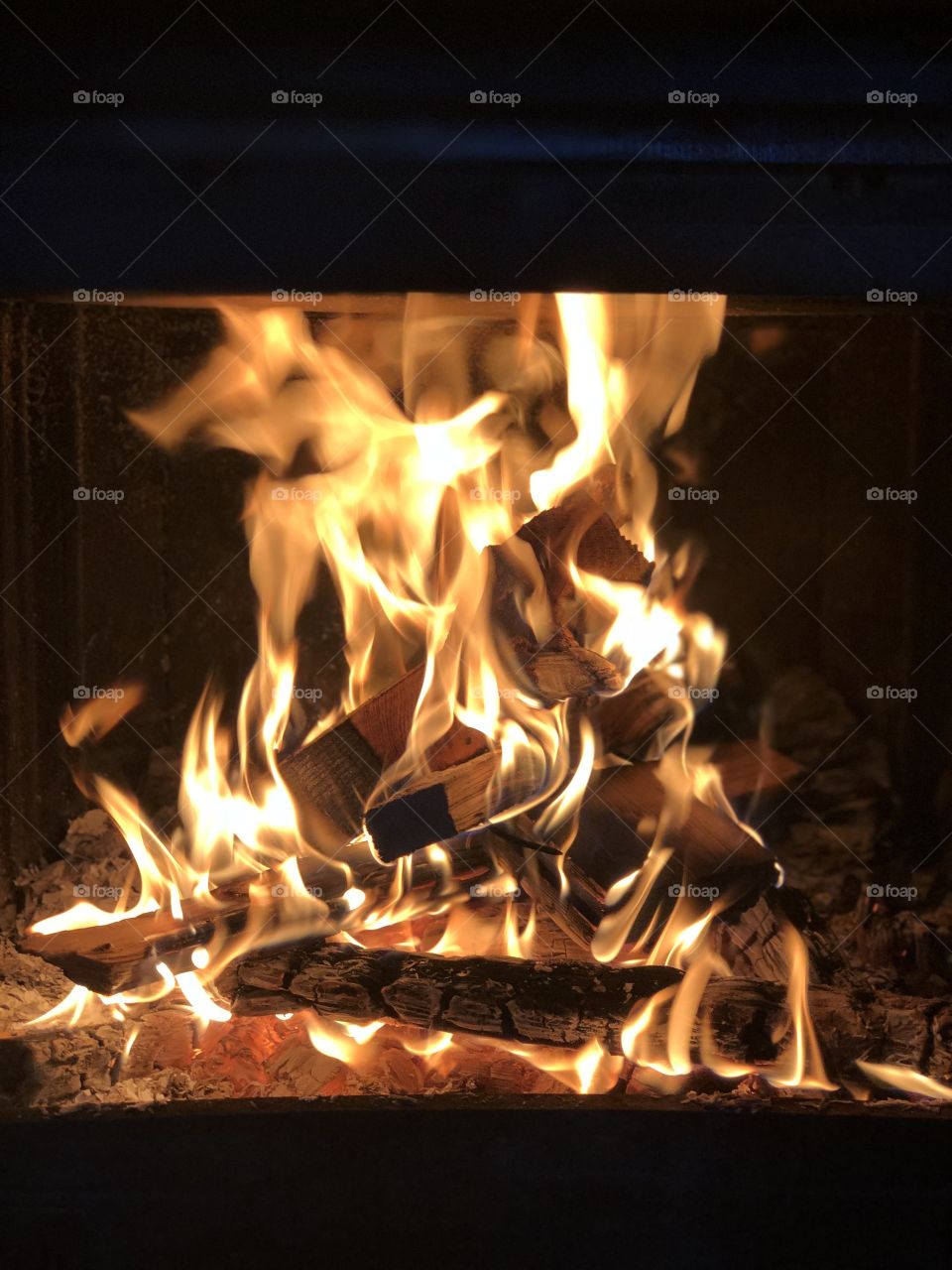 fire in the fireplace